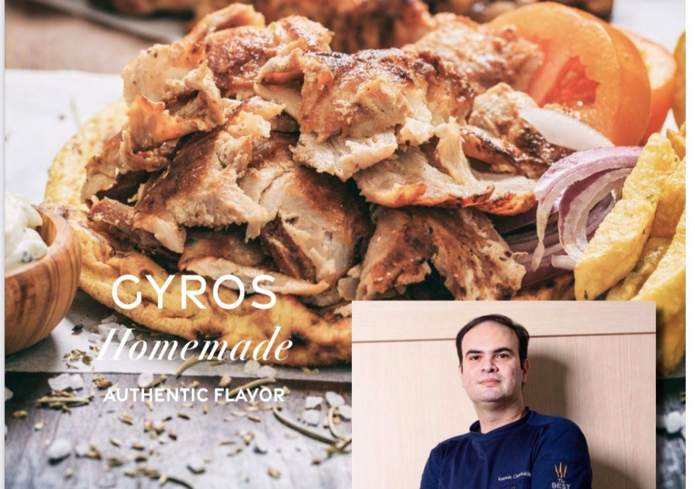 Chef Yiannis Hadakis' recipe for handmade gyros in "Mediterranean Lifestyle Magazine"